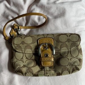 Tan coach wristlet